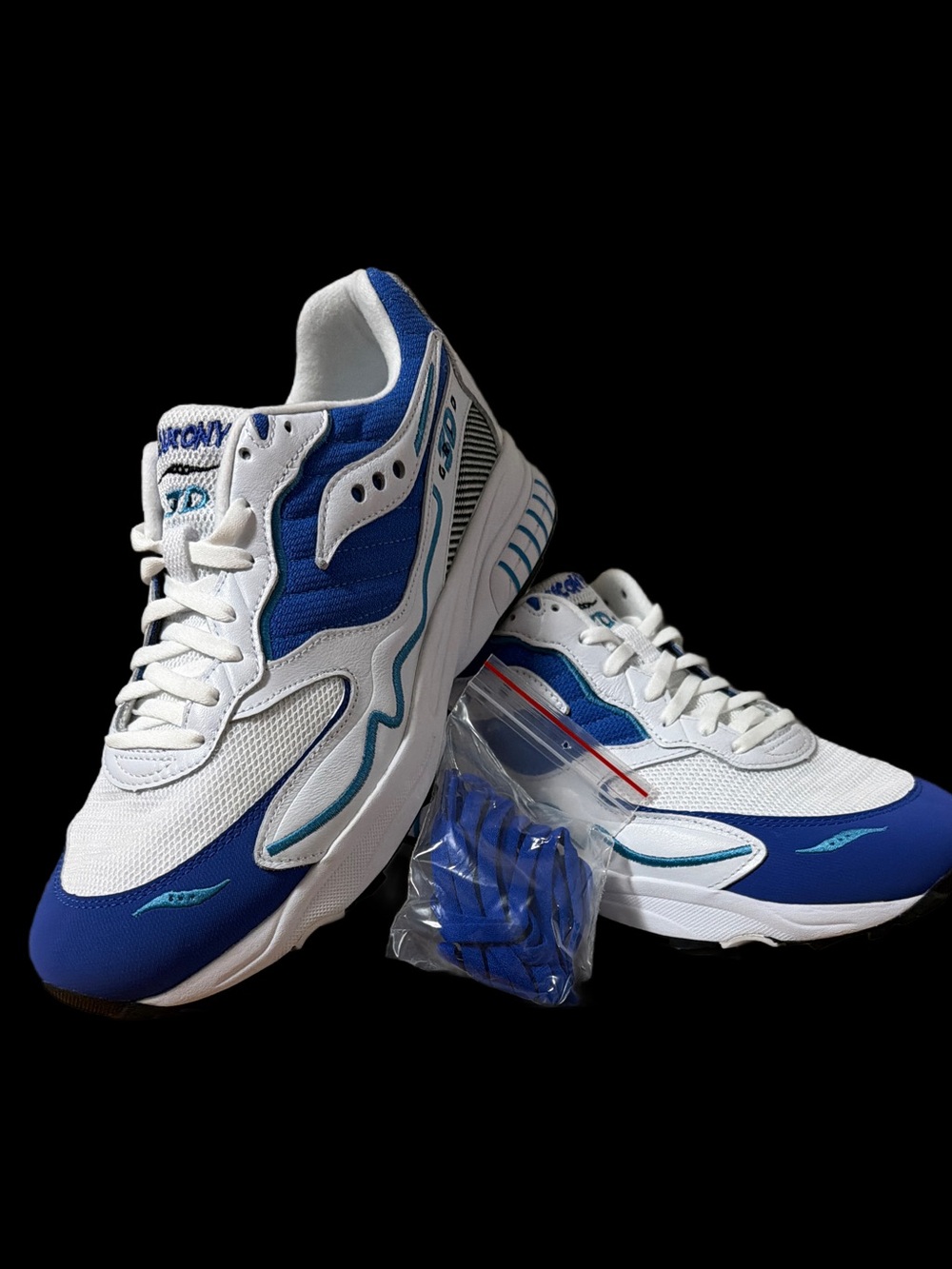 Saucony 3D GRID HURRICANE Men's size 11 White and Blue Retro-Lifestyle shoes 👀🍭